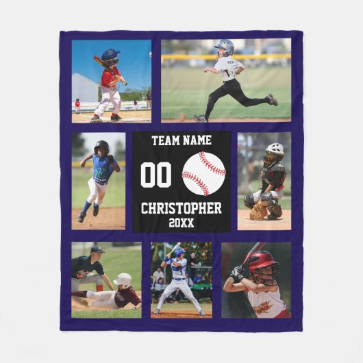 Baseball Photo Collage Fleece Deken (Voorkant)