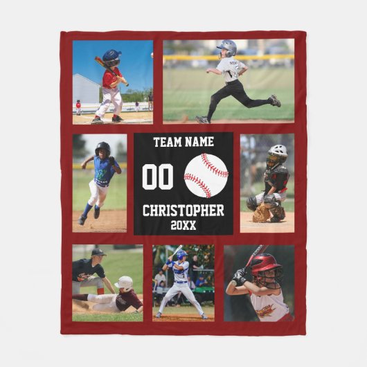 Baseball Photo Collage Fleece Deken (Voorkant)