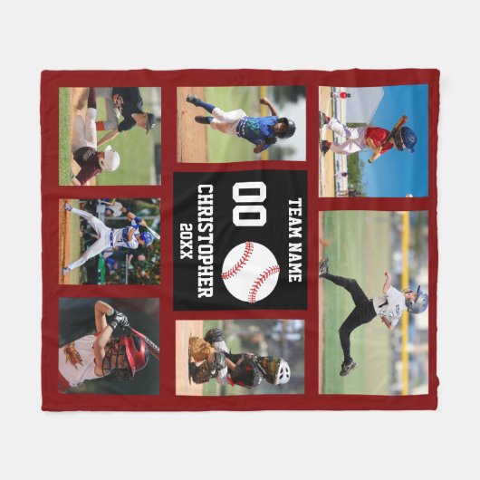 Baseball Photo Collage Fleece Deken (Voorkant (Horizontaal))