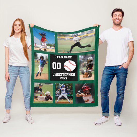 Baseball Photo Collage Fleece Deken (In situ)