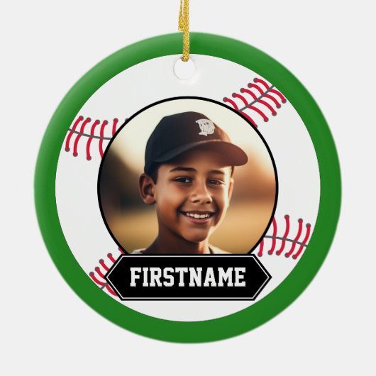Baseball Photo Ornament for Youth (Achterkant)