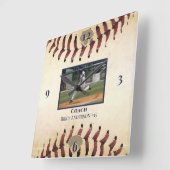 Baseball Photo Rustic Lace Vierkante Klok (Hoek)