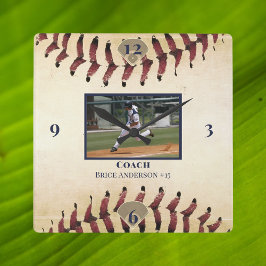 Baseball Photo Rustic Lace Vierkante Klok
