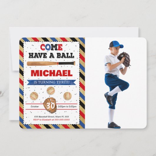 Baseball Photo Uitnodiging (Voorkant)