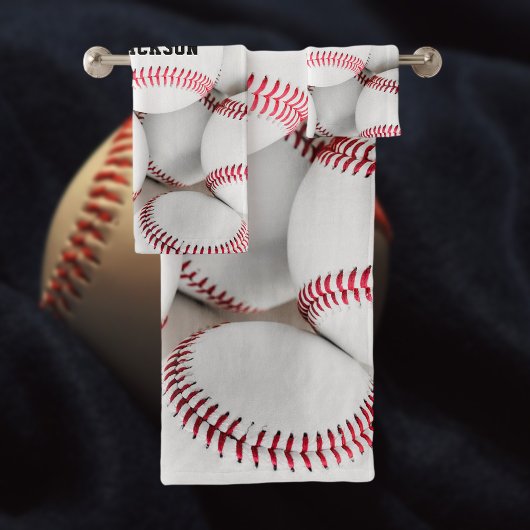 Baseball Pile Photo Close-up Monogram Bad Handdoek