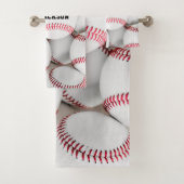 Baseball Pile Photo Close-up Monogram Bad Handdoek (Insitu)