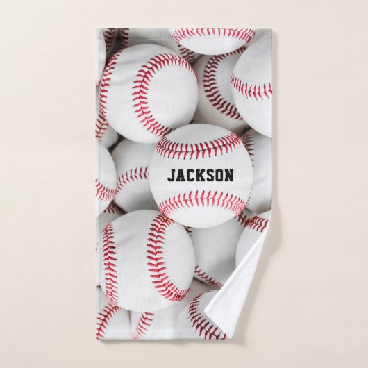 Baseball Pile Photo Close-up Monogram Bad Handdoek (Handdoek)