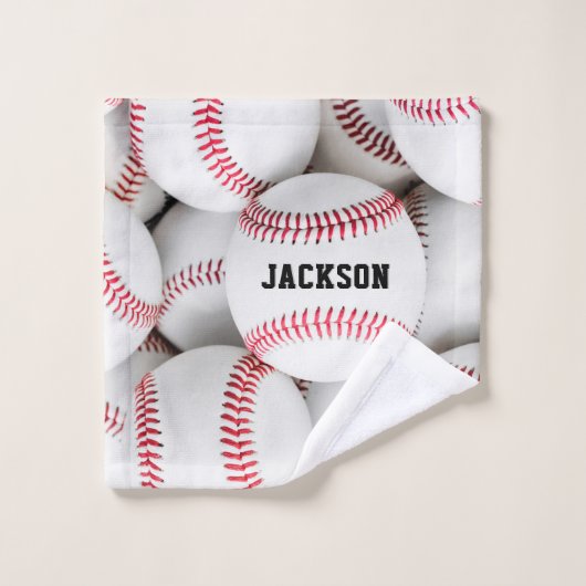Baseball Pile Photo Close-up Monogram Bad Handdoek (Wasdoekje)