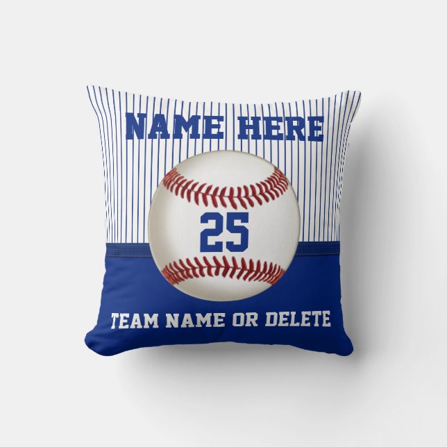 Baseball Pillow - persoonlijke naam, nummer, team Kussen (Voorkant)