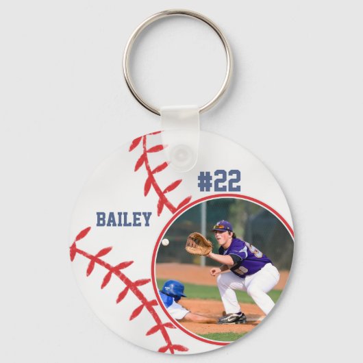 Baseball Pin Naam Jersey Sleutelhanger (Voorkant)