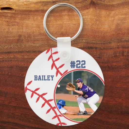 Baseball Pin Naam Jersey Sleutelhanger (Voorkant)