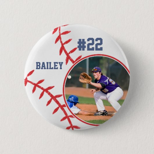 Baseball Pin Name Jersey Number Foto Button (Voorkant)