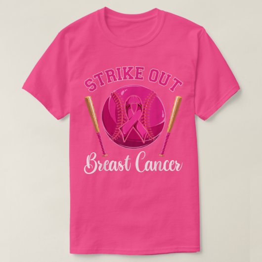 Baseball Pink Ribbon Men Boys, Strikeout Breast C T-shirt (Design voorkant)