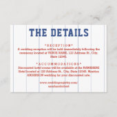 Baseball Pinstripe Bruiloft Details Informatiekaartje (Voorkant)