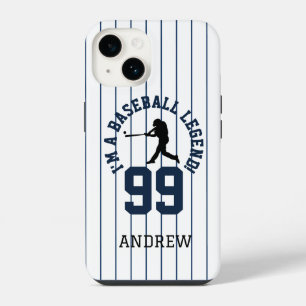 Baseball Pinstripe Jersey Nummerontwerp iPhone 14 Hoesje