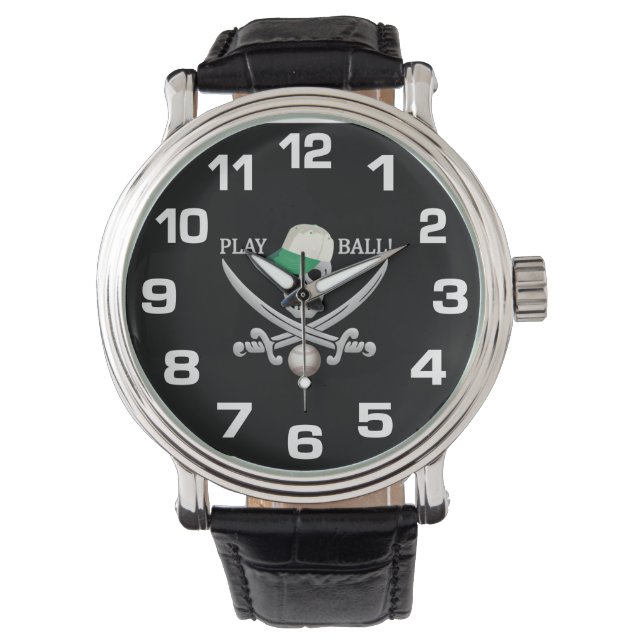 Baseball Pirate-horloges Horloge (Voorkant)