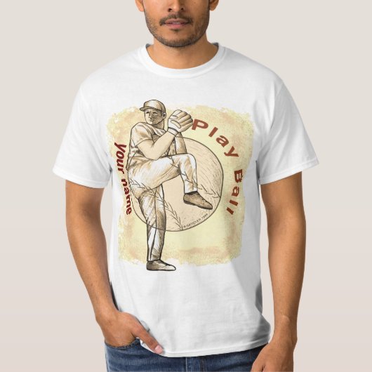 Baseball Pitcher afspelen T-shirt (Voorkant)