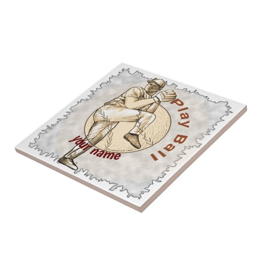 Baseball Pitcher afspelen Tegeltje (Zijkant)