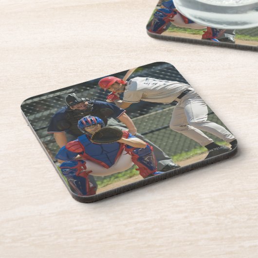 Baseball-pitcher, batter en pomire klaar onderzetter (Linkerzijde)