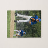 Baseball-pitcher die zich voorbereidt op een bal legpuzzel (Horizontaal)