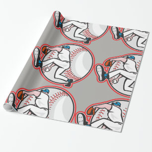 Baseball Pitcher Glossy Wrapping Paper Cadeaupapier