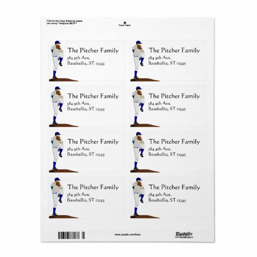 Baseball Pitcher Label (Full Sheet)