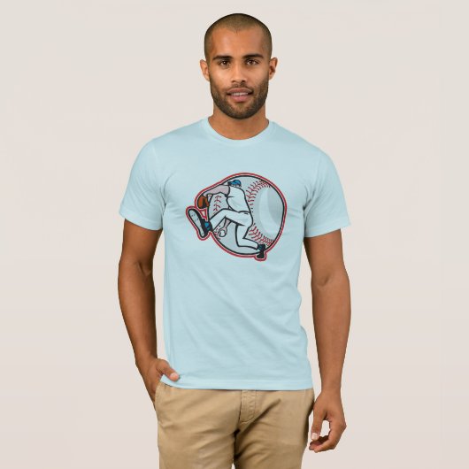 Baseball Pitcher Mannen T-Shirt (Voorkant volledig)