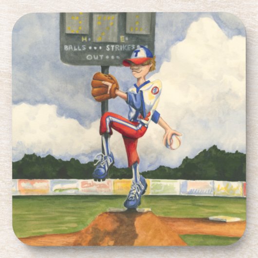 Baseball Pitcher op Mound van Jay Throckmorton Bier Onderzetter (Voorkant)
