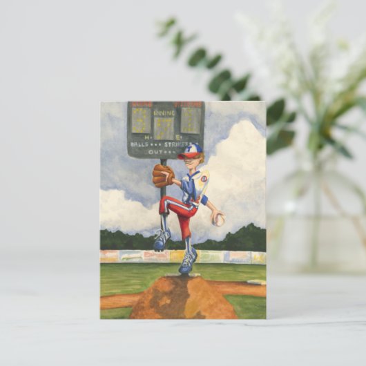 Baseball Pitcher op Mound van Jay Throckmorton Briefkaart (Staand voorkant)