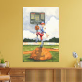 Baseball Pitcher op Mound van Jay Throckmorton Canvas Afdruk (Insitu (Woonkamer))