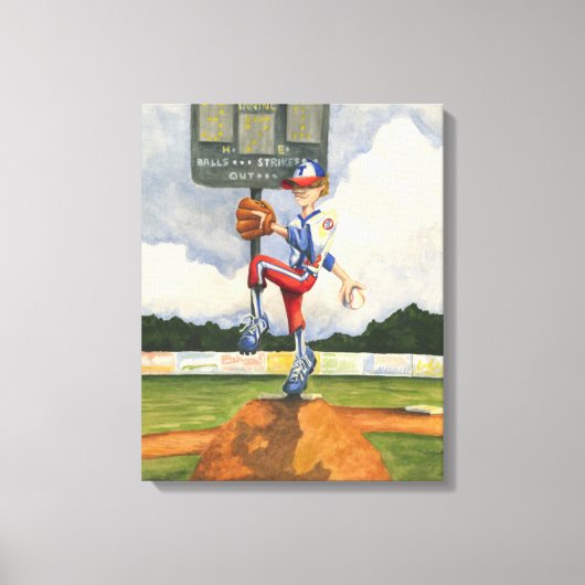 Baseball Pitcher op Mound van Jay Throckmorton Canvas Afdruk (Voorkant)
