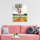 Baseball Pitcher op Mound van Jay Throckmorton Canvas Afdruk (Insitu (Woonkamer))