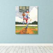 Baseball Pitcher op Mound van Jay Throckmorton Canvas Afdruk (Insitu (Houten vloer))