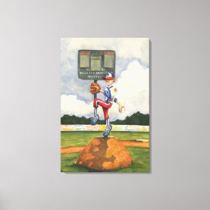 Baseball Pitcher op Mound van Jay Throckmorton Canvas Afdruk