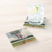 Baseball Pitcher op Mound van Jay Throckmorton Glazen Onderzetter (Schuin)