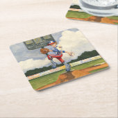 Baseball Pitcher op Mound van Jay Throckmorton Kartonnen Onderzetters (Schuin)