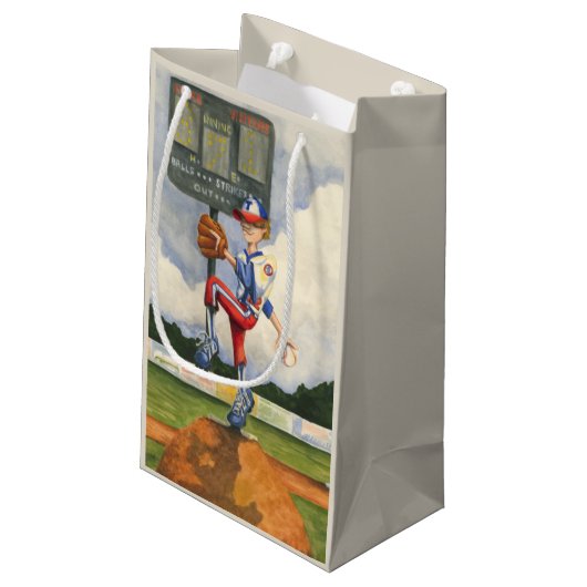 Baseball Pitcher op Mound van Jay Throckmorton Klein Cadeauzakje (Achterkant Gekanteld)