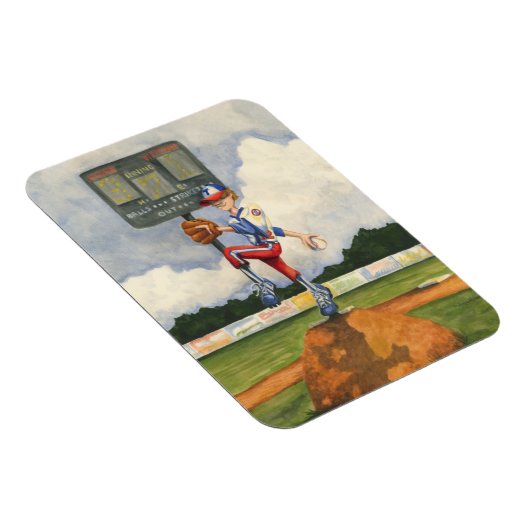 Baseball Pitcher op Mound van Jay Throckmorton Magneet (Rechterzijde)