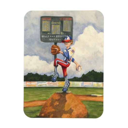 Baseball Pitcher op Mound van Jay Throckmorton Magneet (Verticaal)