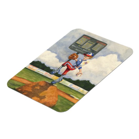 Baseball Pitcher op Mound van Jay Throckmorton Magneet (Linkerzijde)