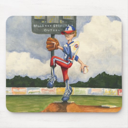 Baseball Pitcher op Mound van Jay Throckmorton Muismat (Voorkant)