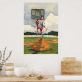 Baseball Pitcher op Mound van Jay Throckmorton Poster (Keuken)