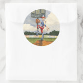 Baseball Pitcher op Mound van Jay Throckmorton Ronde Sticker (Tas)