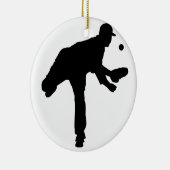 Baseball Pitcher Silhouette Keramisch Ornament (Rechts)
