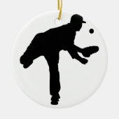 Baseball Pitcher Silhouette Keramisch Ornament (Voorkant)