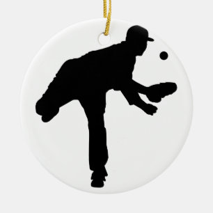 Baseball Pitcher Silhouette Keramisch Ornament