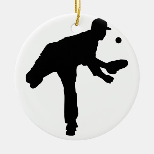 Baseball Pitcher Silhouette Keramisch Ornament (Voorkant)