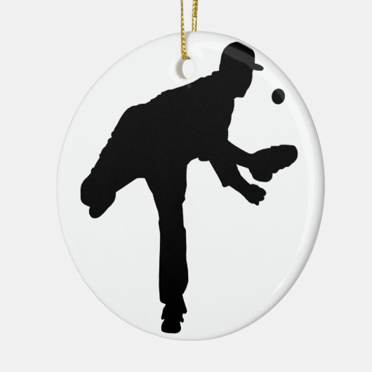 Baseball Pitcher Silhouette Keramisch Ornament (Links)