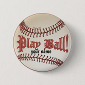 Baseball Play Ball pin-knop Ronde Button 5,7 Cm (Voorkant)