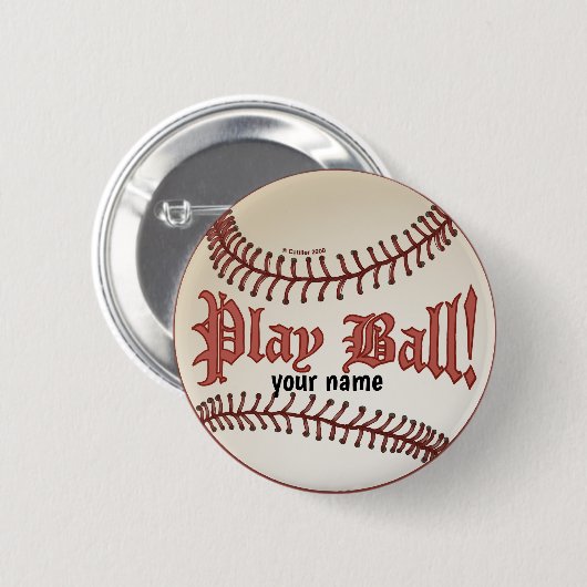 Baseball Play Ball pin-knop Ronde Button 5,7 Cm (Voorkant /achterkant)